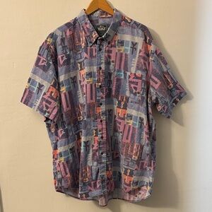 VTG Woolrich Men’s Button-Down Short Sleeve Shirt Southwestern 2XL